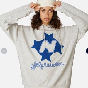 Alexander Wang Light Gray Hoodie with Blue Star Accent
